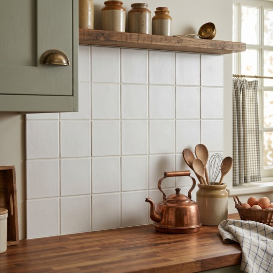 Cotswolds English White Matt Ceramic Wall Tile 150x150mm